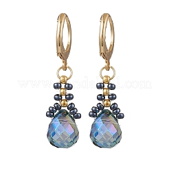 Серьги с заклепками из стеклянных бусин EJEW-MZ00398