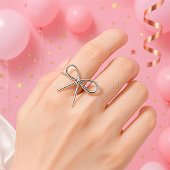 8 шт. 2 цвета бант железные кольца для женщин RJEW-HY0001-24