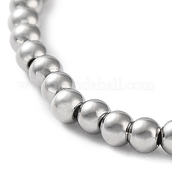 Bracciali elastici con perline rotonde in acciaio inossidabile chirurgico 316 anti-ossidazione&nbsp;BJEW-M305-01B-P