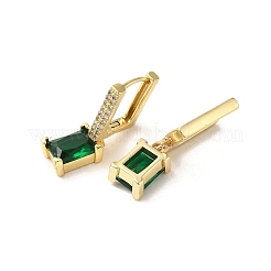 Orecchini a cerchio pendenti rettangolari in vero ottone placcato oro 18k&nbsp;EJEW-L268-027G-01