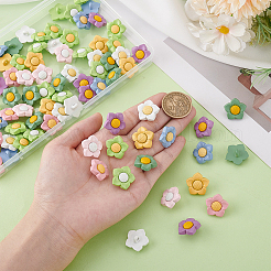 90 шт. 9 цвета пуговицы из смолы с 1 отверстиями&nbsp;BUTT-PH0001-66