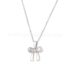 Латунный кулон-бантик с прозрачным кубическим цирконием из нержавеющей стали 304&nbsp;NJEW-JN05357