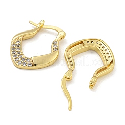 Серьги-кольца из латуни с микропаве из прозрачного кубического циркония&nbsp;EJEW-I313-03G