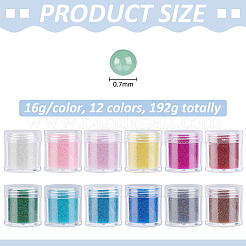 12 pz 12 colori perline rotonde in vetro senza foro per nail art glitter in polvere&nbsp;MRMJ-PH0003-30
