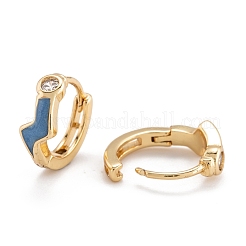 Серьги-кольца Huggie из латуни с прозрачным фианитом и прозрачным фианитом EJEW-P187-I