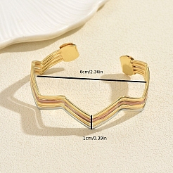 女性用多層幾何学波模様鉄オープンカフブレスレット  ミックスカラー  内径：2.36インチ（6cm）&nbsp;LS-US3742