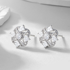 Элегантные минималистичные серебряные серьги с цирконами для повседневной носки у женщин. LR5887-2