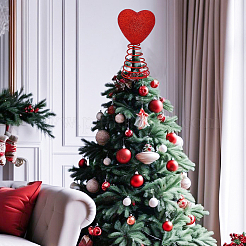 Рождественское украшение из ПВХ в виде сердца на верхушке дерева с пружиной&nbsp;AJEW-WH0070-63