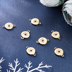 Подвески-коннекторы из латунного микропаве с прозрачным и королевским синим кубическим цирконием KK-BBC0002-62