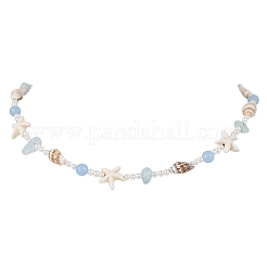 Летние ожерелья из натурального окрашенного аквамарина NJEW-JN05269