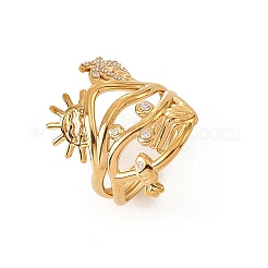 Anillos abiertos de acero inoxidable 304 con micropavé de circonita cúbica&nbsp;RJEW-Z147-03G