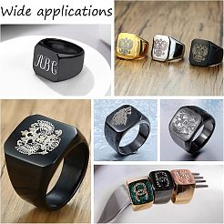 3 шт. 3 размера прямоугольных перстней-печаток из нержавеющей стали 304 RJEW-UN0001-26B