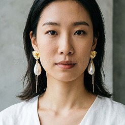 Pendientes colgantes de aleación y perlas de imitación para mujer&nbsp;WG4C821-01