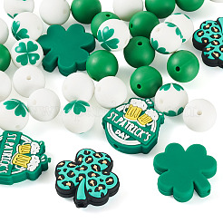 36 Stück Silikonperlen mit St. Patrick's Day-Motiv in 6 verschiedenen Ausführungen&nbsp;SIL-TA0003-48
