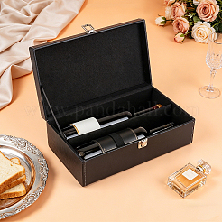 Geschenkverpackungsboxen aus Leder mit Griffen und einem Fach für Wein&nbsp;CON-WH0089-284A
