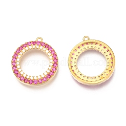 Кулоны из латуни с микропейвом темно-розового и прозрачного фианитов ZIRC-J039-01G