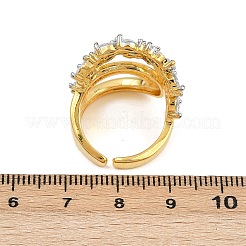 Женское кольцо-манжета с микропаве из латуни и кубическим цирконием RJEW-L132-05G