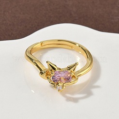 Латунные микро проложить пальцев кольца кубического циркония RJEW-H258-08G