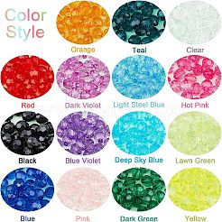 900 pz 15 colori perline acriliche trasparenti&nbsp;TACR-FH0001-10