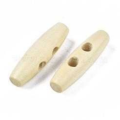 2つ穴ウッドボタン  オーバル  淡いチソウ  39.5x12x11mm  穴：5mm&nbsp;WOOD-Q036-03