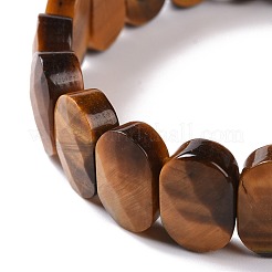 Bracelet extensible perlé ovale en oeil de tigre naturel&nbsp;G-E010-01A