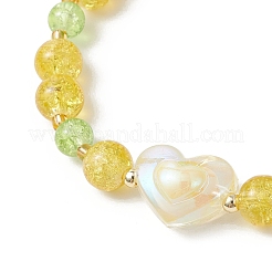 Braccialetti elastici con perline di vetro craquelé verniciate a spruzzo per donna&nbsp;BJEW-MZ00201-02