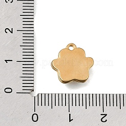 304ステンレスペンダント  足のプリントのチャーム  エナメル  ゴールドカラー  12.5x13x2.5mm  穴：1.2mm&nbsp;STAS-D393-05G
