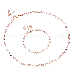 1 Set Herz-Gliederkettenarmbänder und Halskette aus Messing&nbsp;SJEW-TA0001-04