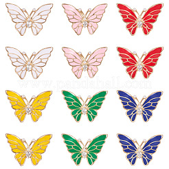 12 шт. 6-х цветные эмалевые булавки в форме бабочек&nbsp;JEWB-TA0001-24