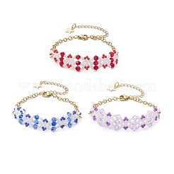 女性用ハンドメイドガラスシードビーズブレスレットセット3個  ミックスカラー  6-1/2インチ（16.6cm）&nbsp;BJEW-MZ00133