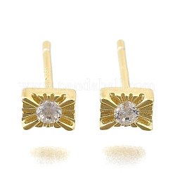 925 серьги-гвоздики из стерлингового серебра с прозрачным кубическим цирконием&nbsp;EJEW-Q030-05G