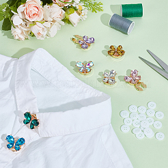 37 шт. запонки в форме бабочки из сплава со стразами и акриловыми пуговицами&nbsp;HJEW-PH02308