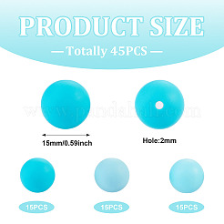 45 perles focales rondes en silicone de 3 couleurs&nbsp;SIL-TAD0001-01A