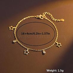 Серебряный браслет-цепочка со звездой для женщин в минималистичном стиле из золота CL9353