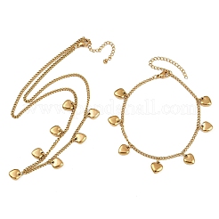 Комплекты ожерелий и браслетов из нержавеющей стали 304 в форме сердца для женщин SJEW-F225-02G