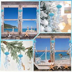 3 шт. подвесные украшения из натуральной ракушки морского ежа и медузы с кристаллами и лентой&nbsp;HJEW-WH20019-04