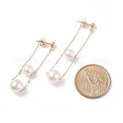 Круглые бусы-ракушки с длинной цепочкой серьги-гвоздики с кисточками&nbsp;EJEW-TA00092