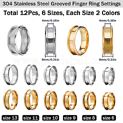 12 шт. 12 стиля рифленых колец из нержавеющей стали 304&nbsp;RJEW-SC0001-03