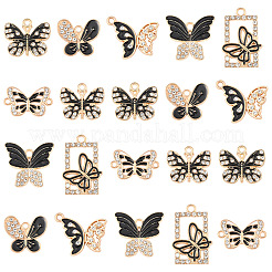 28шт 6 стиля подвески из сплава со стразами&nbsp;ENAM-FS0002-67