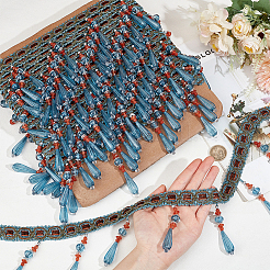 Кружевная бахрома из полиэстера длиной 12 м. SRIB-WH0026-26B