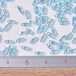 MIYUKIクォーターティラビーズ  日本製シードビーズ  2穴  （qtl260)トランスペアレントアクアアブ  5x1.2x1.9mm  穴：0.8mm  約480PCS /ボトル  10 G /ボトル&nbsp;SEED-JP0008-QTL260