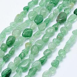 Природный зеленый бисер пряди клубники кварца, упавший камень, самородки, 5x4 мм, отверстие : 1 мм, 15.7 дюйм ~ 15.9 дюйма (40~40.5 см)