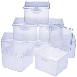 PandaHall Elite 8 pcs Clear Plastic Beading Storage Container Box, Rectangle Boxes with Hinged Lid for Beads Jewelry Nail Art Small Items Craft Findings
