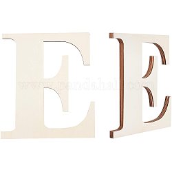 Letter E Shape Unfinished Wood Slices, Laser Cut Wood Shapes, for DIY Painting Ornament Christmas Home Decor Pendants, Blanched Almond, 30x26.3x0.35cm