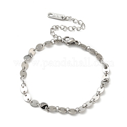 304 bracelet chaîne à maillons ovales en acier inoxydable pour homme femme, couleur inoxydable, 6-3/8 pouce (16.2 cm)