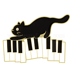 Emaille-Pin mit schwarzer Katze, Abzeichen aus goldener Legierung für Rucksackkleidung, Musikinstrumentenmuster, 21x30 mm