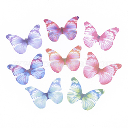 Polyester Fabric Wings Crafts Decoration, for DIY Jewelry Crafts Earring Necklace Hair Clip Decoration, Butterfly, Mixed Color, 32x43mm
