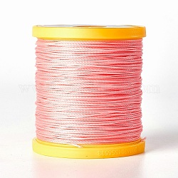 Cordón redondo de poliéster encerado, cordón de micro macramé, hilo de coser de cuero, para hacer pulseras, abalorios artesanía macramé, rosa, 0.65mm, alrededor de 164.04 yarda (150 m) / rollo