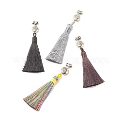 Grandi pendenti in nappa di poliestere, con perla di loto in lega, colore misto, 105mm, Foro: 3.2 mm