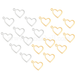 UNICRAFTALE 100pcs Golden & Stainless Steel Color Heart Charm Hypoallergenic Metal Charms Stainless Steel Pendants Set Charm 1mm Small Hole for Jewelry Making, 10mm